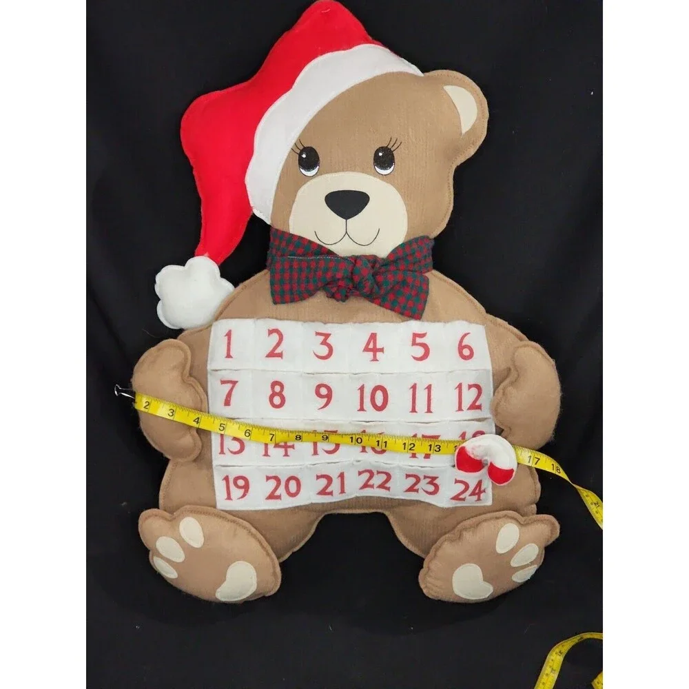 Teddy Bear in Santa Hat Advent Calendar Christmas Decoration Stuffed Felt